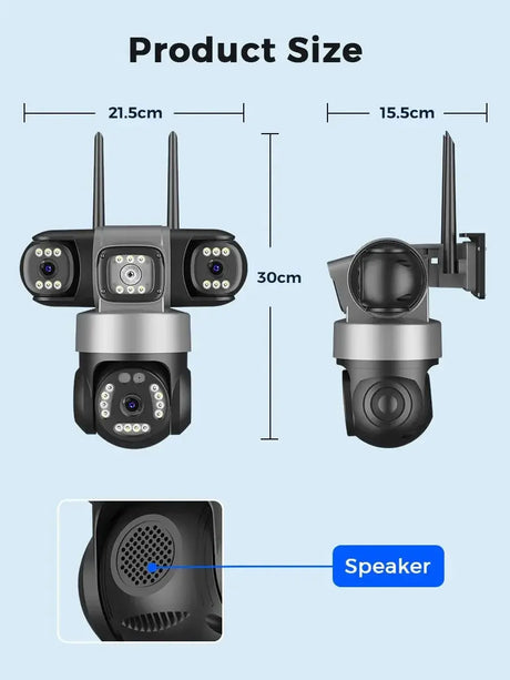 12MP Outdoor WiFi PTZ Camera With 6K HD Triple Lens Waterproof - stepyours.com