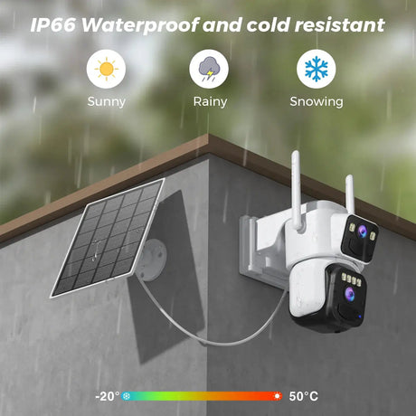 8MP Dual Lens Solar WiFi Security Camera - Color Night Vision, PIR Motion - stepyours.com