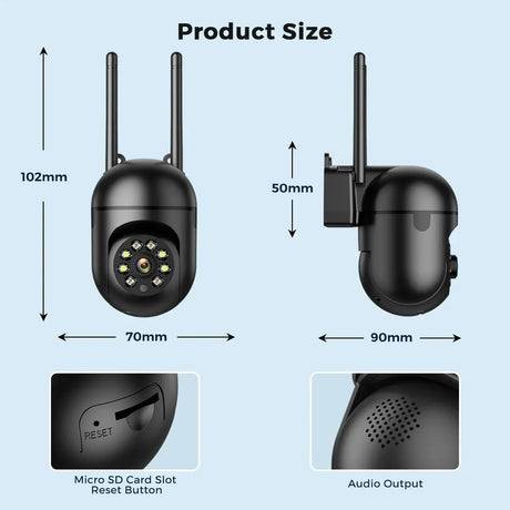 Mini PTZ WiFi Camera 4MP 2K ICsee Surveillance 5X Digital Zoom HD Night Vision - stepyours.com