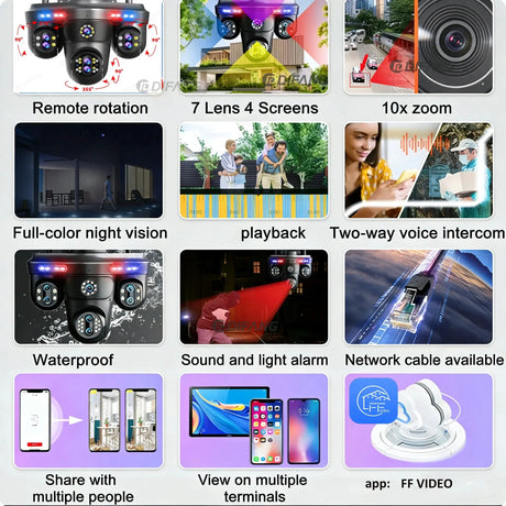 Difang 5MP WiFi IP Camera Outdoor PTZ 10x Zoom Auto Tracking CCTV - stepyours.com