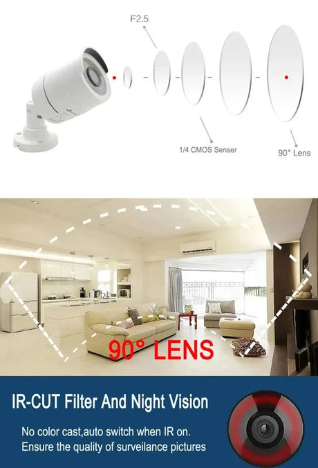 Jienuo 4K AHD CCTV Camera Outdoor Indoor IP66 Night Vision 5MP Home Surveillance - stepyours.com