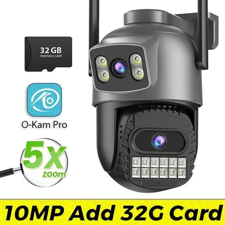 Outdoor Dual Screen IP Camera - 4K 15MP PTZ 10X Zoom AI Human Detection - stepyours.com