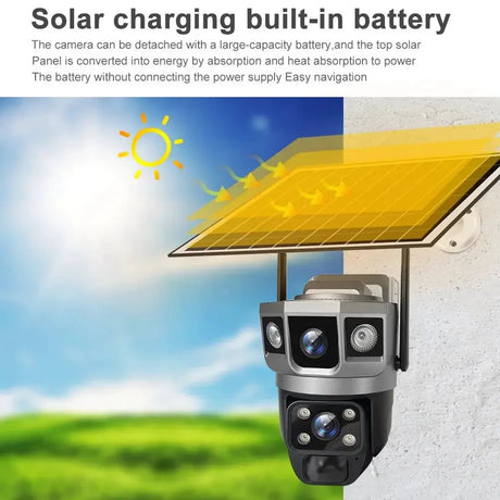 V380 Pro Solar Wifi Outdoor PTZ Dual Lens Camera Auto Tracking Hooks - stepyours.com