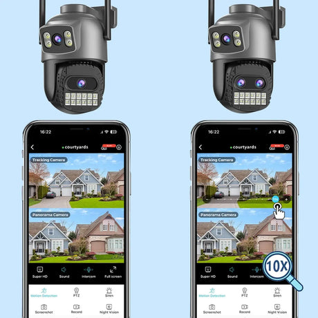 BESDER 15MP WiFi PTZ Outdoor Camera - Dual Screen, 10X Zoom, AI Human Detection - stepyours.com