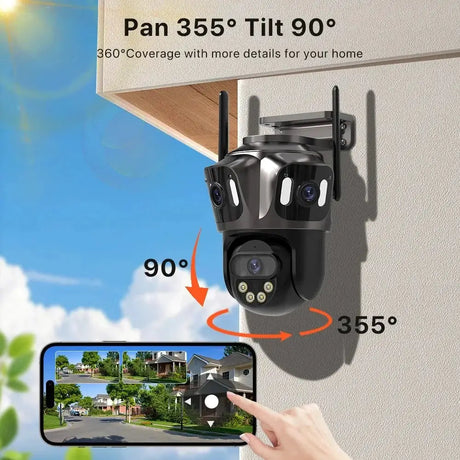 WONSDAR Three Screen WIFI IP Camera Outdoor - Dual Lens AI Human Detection Hooks - stepyours.com