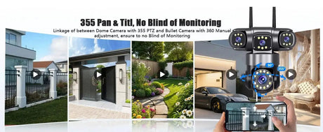 10K 20MP Outdoor WiFi Security Camera 360 Degree PTZ With 4 Lenses And 16X Zoom - stepyours.com