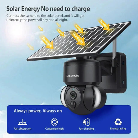 Shiwojia WiFi Solar Powered Security Camera 4MP Outdoor