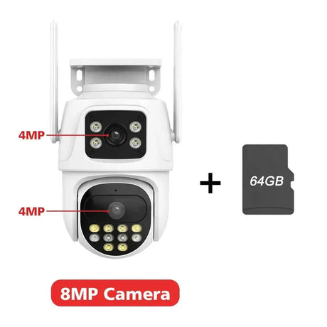 Dual Lens Outdoor Security Camera AI Tracking Waterproof