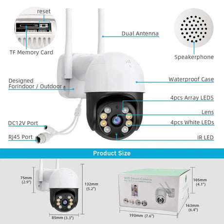 DDBROUGEN A8B PTZ Camera - 4K 8MP AI Humanoid Detection Outdoor Security Hooks - stepyours.com