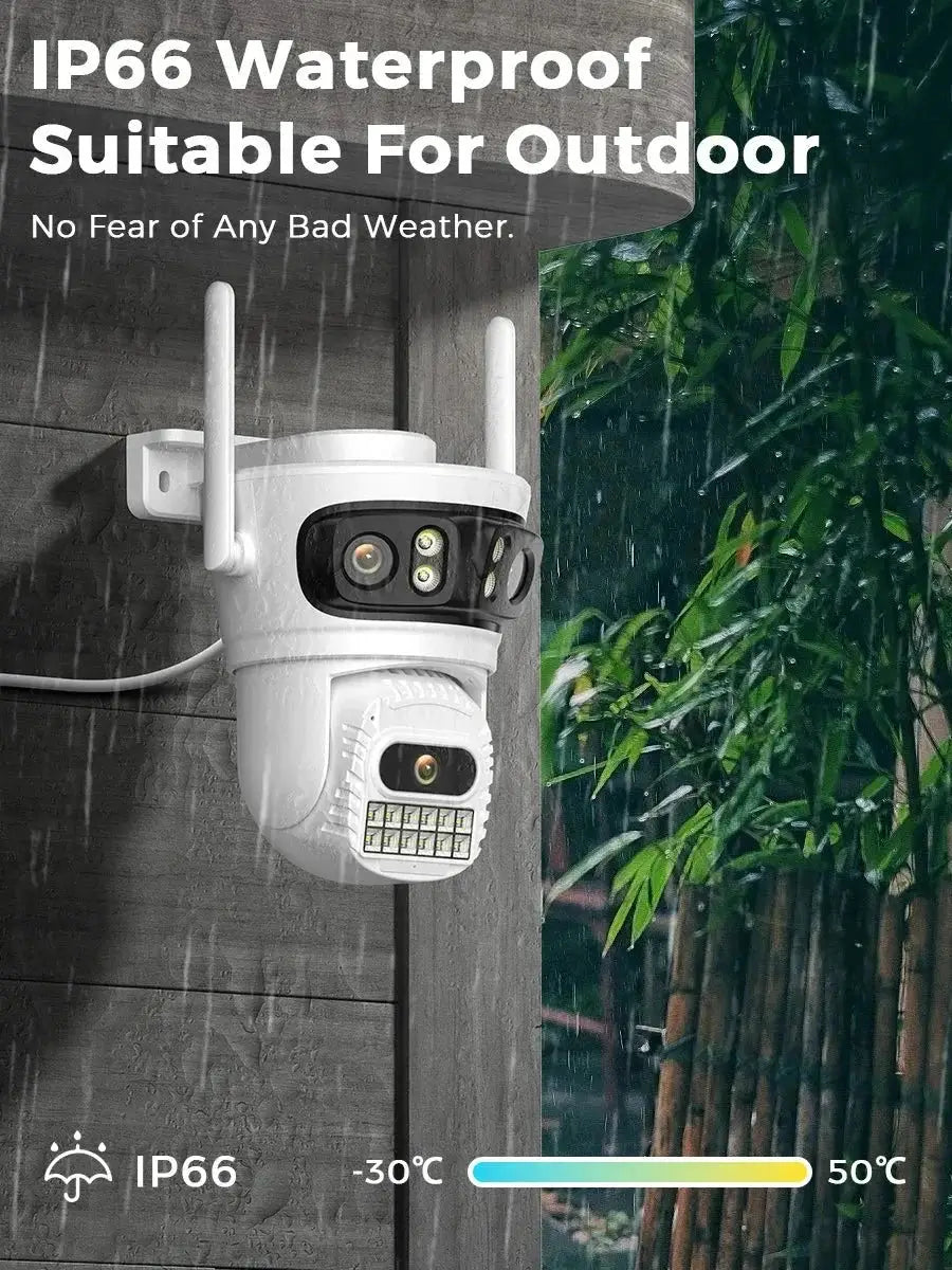 BESDER 6K 12MP Outdoor IP Camera - Three Lens AI Human Detection Waterproof - stepyours.com