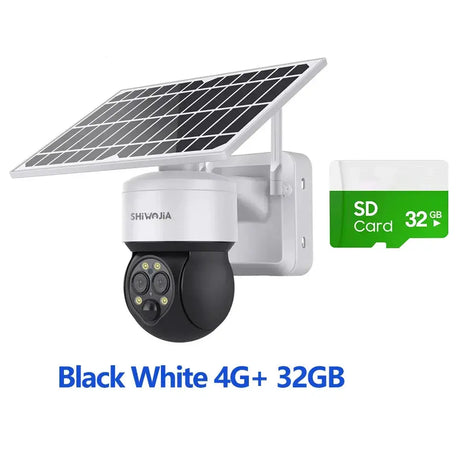 Shiwojia 4G Sim Solar Camera With WiFi 6W Dual Lens 12X Zoom