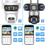 12MP Outdoor WiFi PTZ Camera With 6K HD Triple Lens Waterproof - stepyours.com