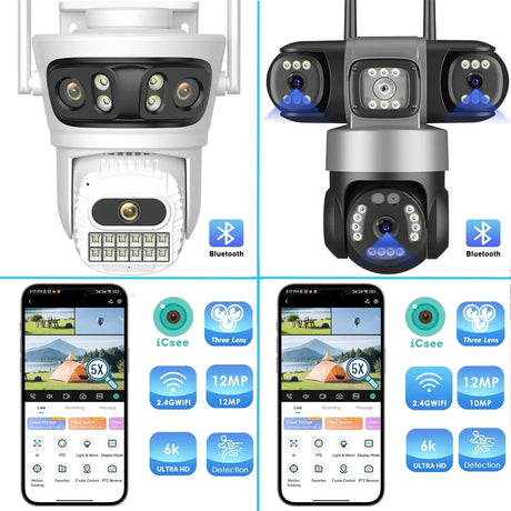 12MP Outdoor WiFi PTZ Camera With 6K HD Triple Lens Waterproof - stepyours.com