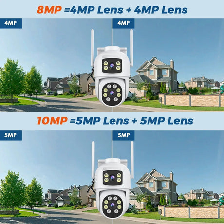 BESDER 10MP Dual - Lens Outdoor WiFi IP Camera - Auto - Tracking and Night Vision - stepyours.com