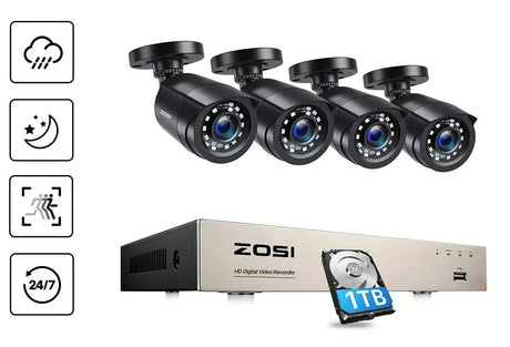 ZOSI Outdoor Surveillance Kit Crystal Clear Day Night Vision