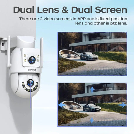 Lenovo 4K Outdoor WiFi Surveillance Camera Dual Lens PTZ IP - ESCAPION