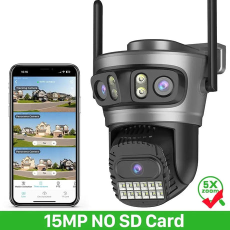 20MP PTZ WiFi Surveillance Camera 4 Lens 10X Zoom Outdoor Night Vision - stepyours.com