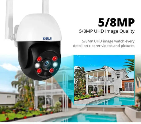 KERUI Outdoor PTZ WiFi Security Camera - 8MP UHD Tuya AI Detection Hooks - stepyours.com