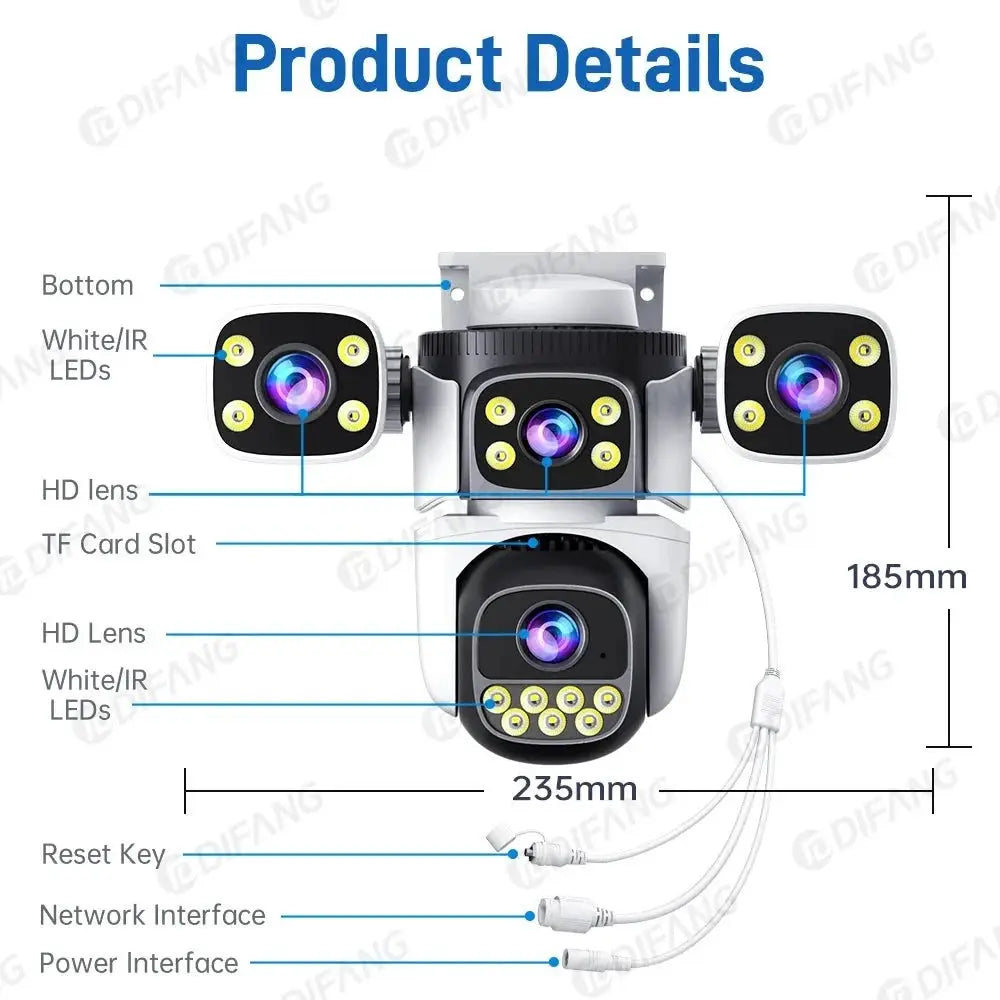 Outdoor WiFi PTZ CCTV Camera With 5X Zoom Four Lens Night Vision - stepyours.com