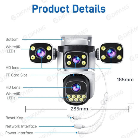 Outdoor WiFi PTZ CCTV Camera With 5X Zoom Four Lens Night Vision - stepyours.com