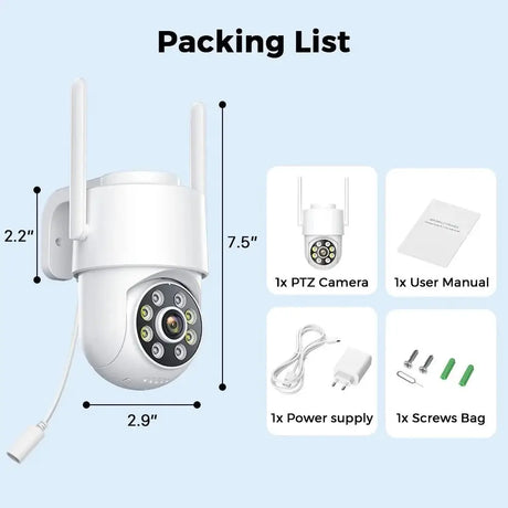 Hooked On 8MP 4K WiFi PTZ Camera Dual Lens Outdoor Security ICSEE App - stepyours.com