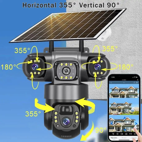 2 Pack Outdoor Security Camera System - 15MP Triple Lens 4G Solar Auto Tracking - stepyours.com