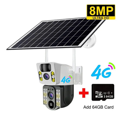 V380 Pro Solar 8MP 4K Wireless Camera - Dual Lens, 4G PIR Night Vision - stepyours.com