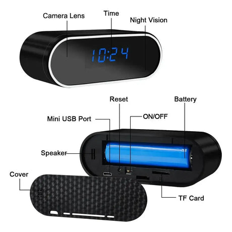 Mini Clock Camera For Home Security With Night Vision