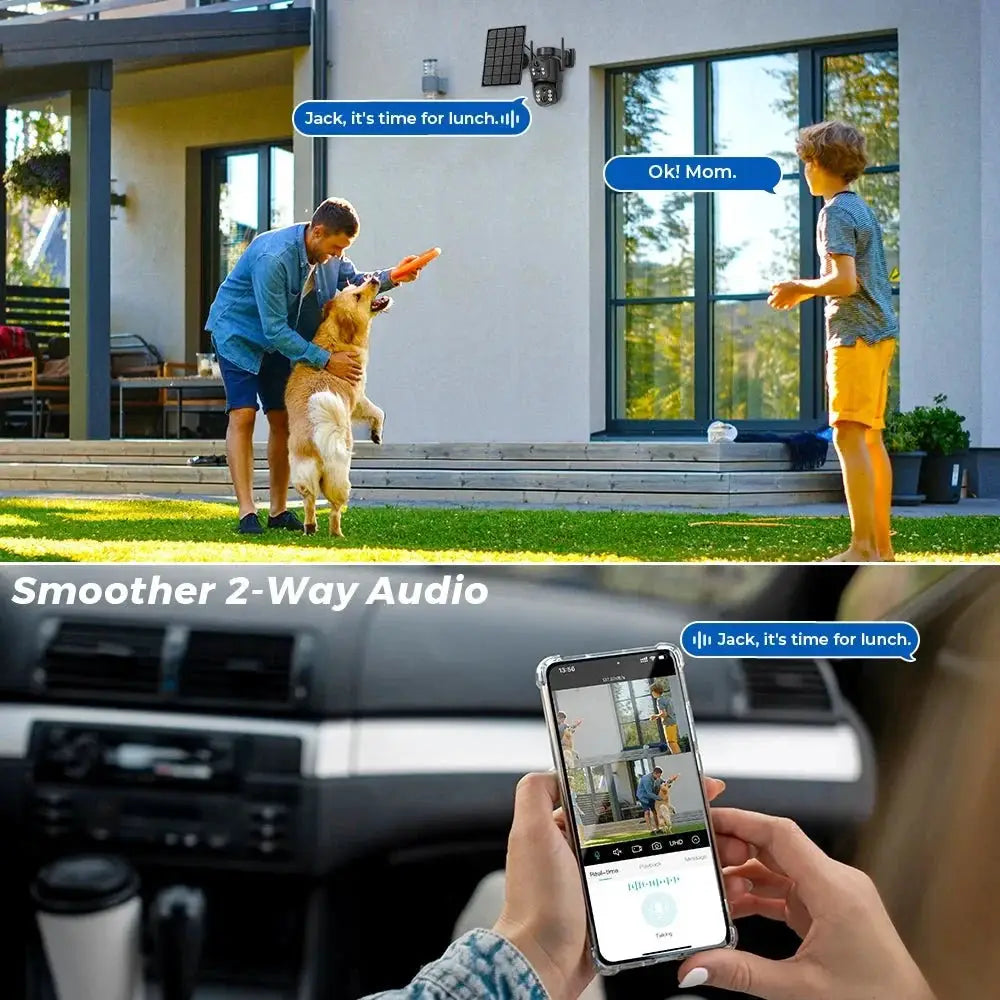 8MP 4K Solar WiFi Outdoor Camera Built In Battery Dual Lens 2K Surveillance - stepyours.com