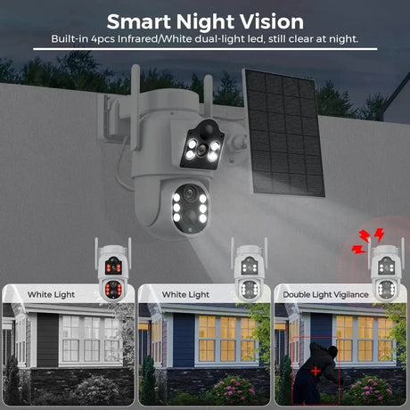 Solar IP Camera Dual Lens PTZ WiFi Outdoor Security Camera 8MP Solar Powered - stepyours.com