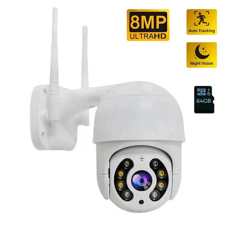 8MP 4K PTZ Camera AI Auto Tracking Color Night Vision Outdoor WiFi IP Cam - stepyours.com