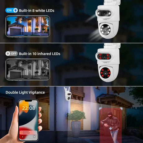 Fuers 5K 10MP Dual Lens IP Camera - Auto Tracking Tuya Smart WiFi CCTV - stepyours.com