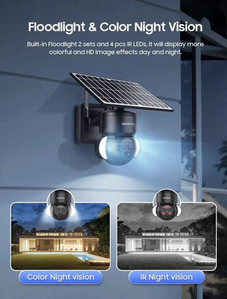 Shiwojia 6MP Solar Camera With 4G Sim Card Outdoor 12X Zoom