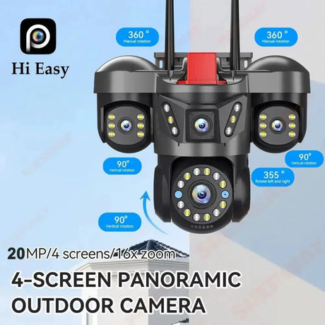 Sherway 10K 20MP UHD Outdoor Quad Lens WiFi IP Camera With 360 PTZ Auto Tracking - stepyours.com