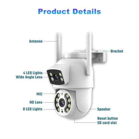 8MP 4K Dual Lens PTZ WiFi Pro Camera With AI Human Detection Auto Tracking - stepyours.com
