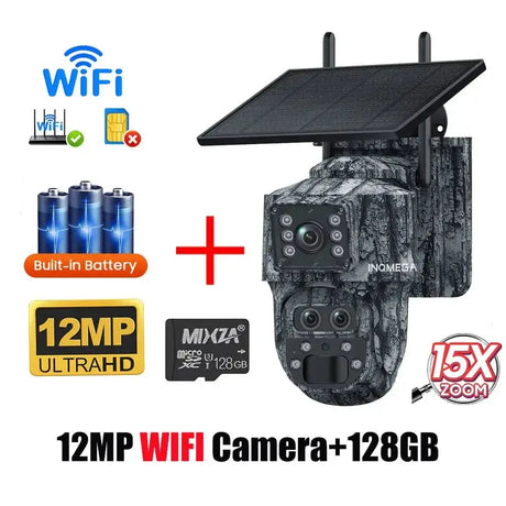 INQMEGA Solar Powered PTZ Camera 5MP 4MP WiFi 4G CCTV With Two Way Audio - stepyours.com