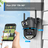 Outdoor WiFi PTZ Camera 8x Optical Zoom Three Lens Dual Screen CCTV IP - stepyours.com