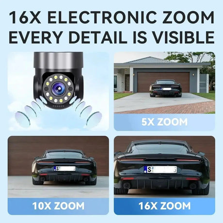 10K 20MP Outdoor WiFi Security Camera 360 Degree PTZ With 4 Lenses And 16X Zoom - stepyours.com