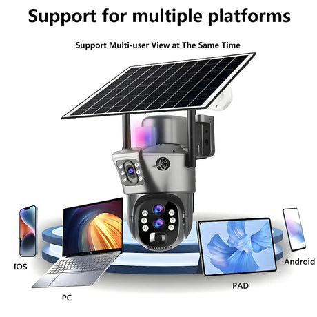 4G Solar Camera Outdoor 6K 12MP Tri Lens Night Vision IP PTZ Surveillance Pro - stepyours.com