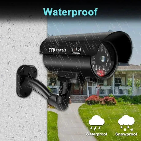 Dummy Security Camera Waterproof Indoor Outdoor Red LED Flashing No Wiring - stepyours.com