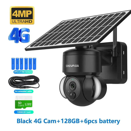 Shiwojia WiFi Solar Powered Security Camera 4MP Outdoor