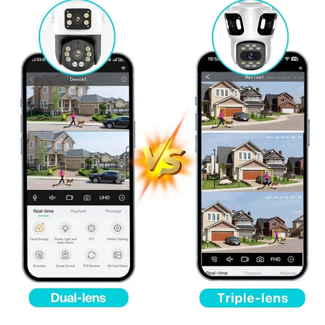 Three Lens PTZ IP Camera Outdoor HD WiFi Security Auto Tracking CCTV Hooks - stepyours.com