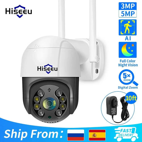 Hiseeu 4K 8MP Smart Wifi PTZ Camera With 5x Zoom AI Human Detection ONVIF - stepyours.com