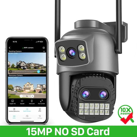 Abuntu 15MP 8K PTZ WiFi Outdoor Camera - 10X Zoom AI Human Detection - stepyours.com