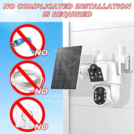 Solar IP Camera Dual Lens PTZ WiFi Outdoor Security Camera 8MP Solar Powered - stepyours.com