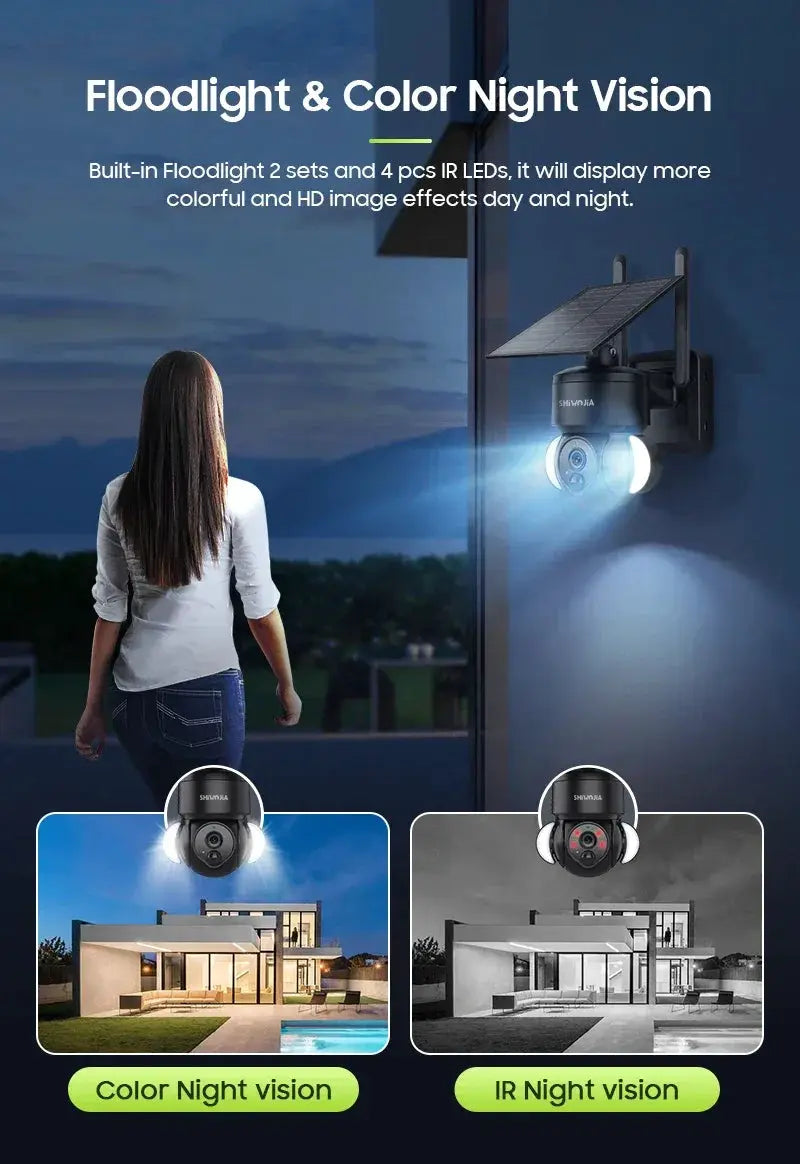 SHIWOJIA Mini Solar Camera 4G Wifi PTZ 3MP 4X Zoom - ESCAPION