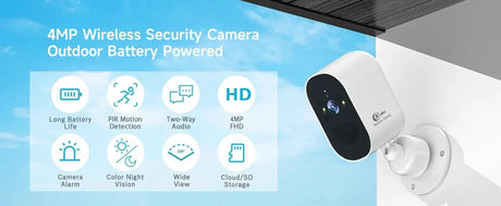 4MP Wireless Battery Outdoor Security Camera With Color Night Vision Live Alerts - stepyours.com