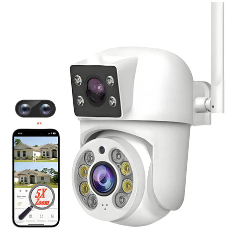 Tuya 8MP WiFi PTZ IP Camera With Dual Lens And Dual Screen Night Vision Outdoor - stepyours.com