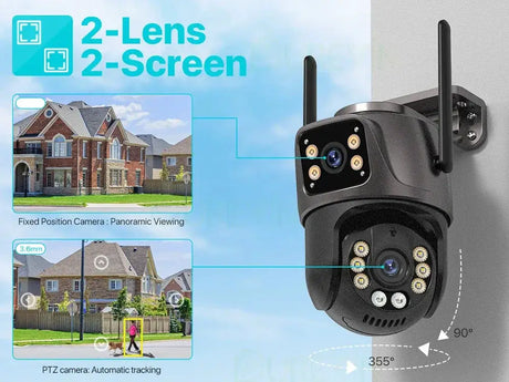 4K 8MP HD WiFi PTZ Camera Outdoor Dual Lens AI Tracking - ESCAPION