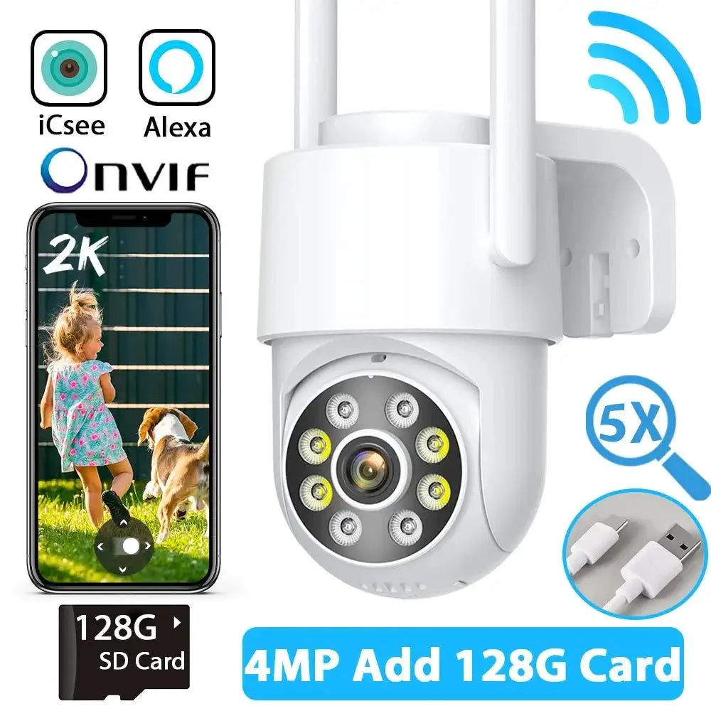 Hooked On 8MP 4K WiFi PTZ Camera Dual Lens Outdoor Security ICSEE App - stepyours.com